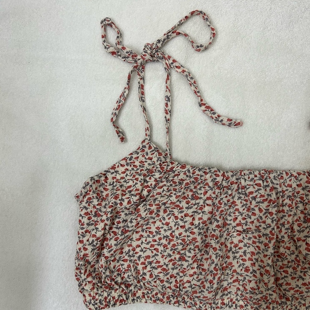 Tie-Strap Crop Bra Top Flower Pattern Altar'd State Sz Large - Picture 3 of 6